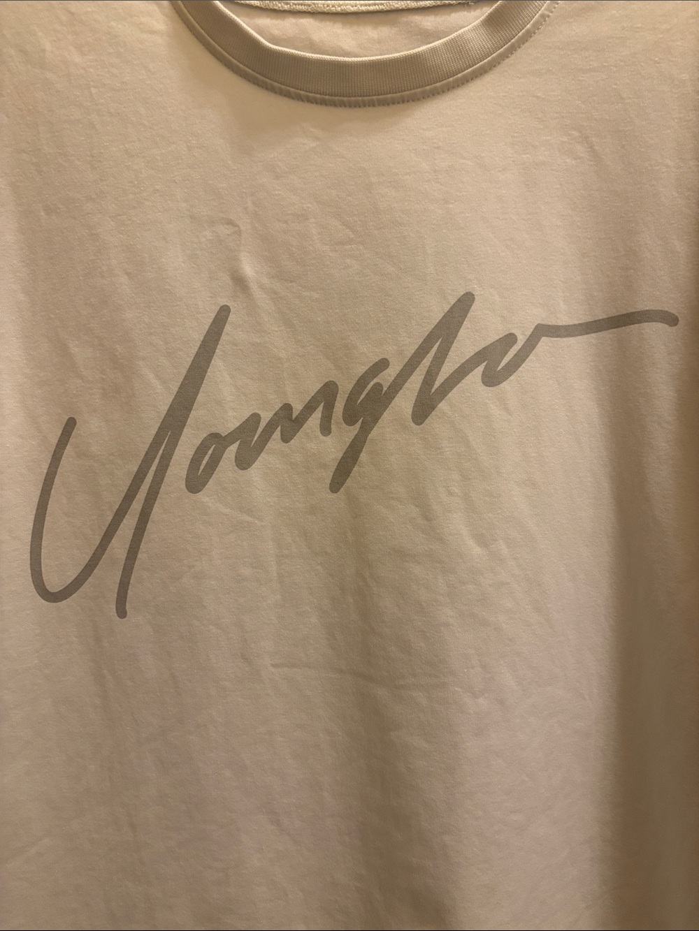 YoungLA Cream Short Sleeve Script Logo Tee - Picture 2 of 4
